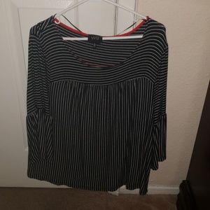 Black and white striped blouse